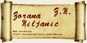 Zorana Miljanić vizit kartica